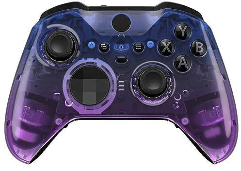eXtremeRate Front Case für Xbox Elite Series 2/Series 2-Core Controller,DIY-Ersatz Hülle&Thumbstick Accent Ring Gehäuse Shell Zubehör für Xbox Elite V2 V3 Gamepad Modell 1797-Clear Bluebell Violett