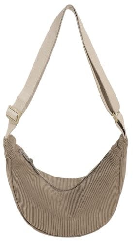 TIAASTAP Kleine Halbmondtasche aus Cord, Einfarbig Crossbody Bag Bauchtasche Cord Tasche Umhängetasche Damen Stoff Halfmoon Bag Women's Hobos & Shoulder Bags mit verstellbarer Schultergurt