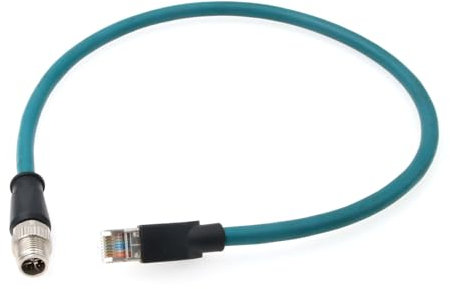 HangTon M12 Ethernet-Kabel, 8-polig, X-codiert, RJ45, CAT7e, GigE für Basler Cognex Vision, Kamerasensor, Hochgeschwindigkeits-Netzwerk-Switch, Router, PLC, 30 cm