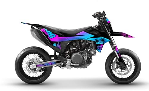 Dekor, Aufkleber passend für KTM 690 SMC-R 2019-2023 - Sunset Edition Arider (Blau | Pink)
