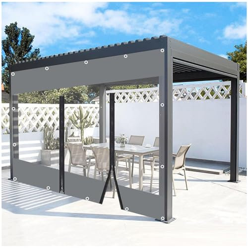 Outdoor Vorhänge, Transparente Planen Seitenwände Mit Reissverschluss, Durchsichtige Planenvorhänge Mit Ösen, Schwerlast wasserdichte Abdeckplane Für Pergola Veranda Carport,WxH-2.4x2.5m/7.9 * 8.2ft