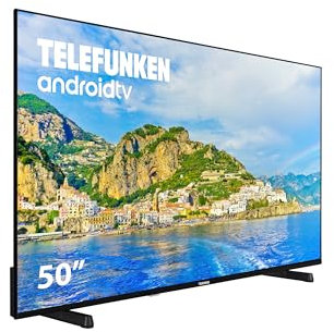 Telefunken 50DTUA724 - Android TV 50 Pulgadas 4K Ultra HD, Diseño sin Marcos, HDR10, Dolby Vision, Bluetooth, Chromecast Integrado, Compatible con Google Assistant, Dolby Atmos