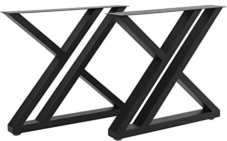 ACROSSPART 2 Stück Tischkufen Metall 45x5x40CM Tischbeine X-Form Tischgestell, X-Frame Couchtisch Möbelfüße, Tischuntergestell Set aus Stahl für Loft Möbelkufen, Esstische, Schreibtisch, Schwarz