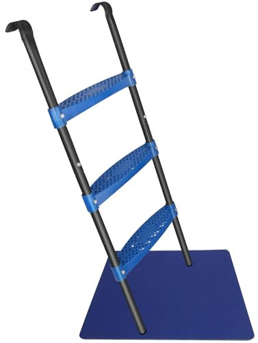 New upgraded universal 3-step trampoline ladder, rust-proof steel ladder, wide non-slip step, 39-inch long trampoline accessory with blue floor mat