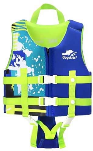 Gogokids Chaleco de natación para niños de 2 a 9 años con correas de seguridad ajustables para niños de 15 a 35 kg
