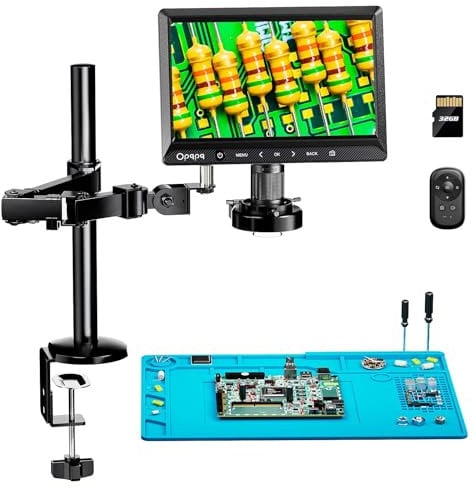 Opqpq ODM702 Flex Münzmikroskop mit Ringlicht Vollansicht, 10 Digitales mikroskop mit flexiblem Arm für Erwachsene, Lötmikroskop für die Elektronikreparatur, PCB-Lupe Elektronenlupe