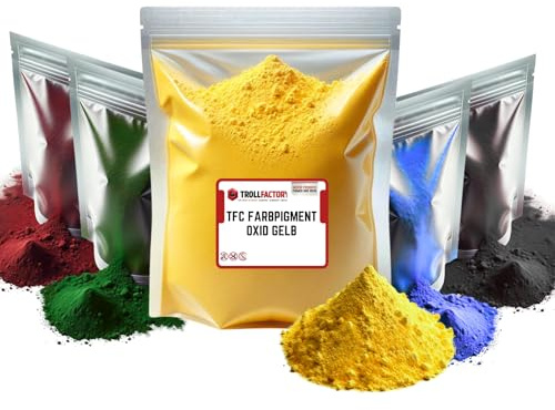TFC Farbpigment Oxid Gelb – Hochdeckendes Pigmentpulver für Reliefgießmassen wie Xyrarock, Gips, Epoxidharz und Beton, Matt, Lichtbeständig und Wetterfest I 500g