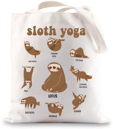 MYSOMY Faultier-Yoga-Tragetasche, Faultier-Liebhaber, Geschenke, Faultier, Yoga, Einkaufstasche, Faultier-Thema, Geschenke, Faultier, Yoga-Schultertasche, Faultier Yoga UK, INCH