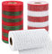 tenn well 3 Rolls Poly Mesh Ribbon for Wreath Making, 6 Inch x 10 Yards Stripe Deco Mesh Ribbons for Christmas Tree Decoration and Gift Wrapping (Red White+Red Green+White)