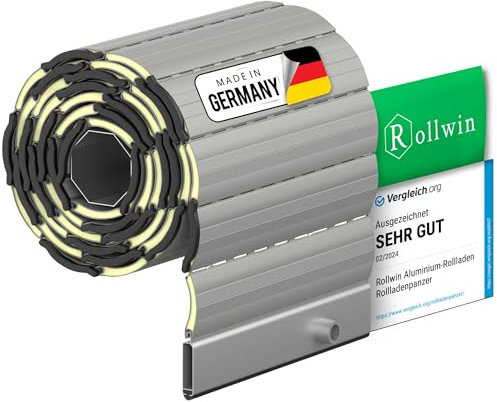 Rollwin Volet roulant en aluminium Mini 37 gris percé pour volet roulant, lamelle en aluminium avec isolation volet roulant, fenêtre, volet roulant, production allemande pour