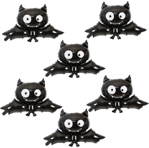 6 Stück Halloween Fledermaus Luftballons, Aufblasbar Deko, Horror Party Garten Dekoration (Schwarze Fledermaus)