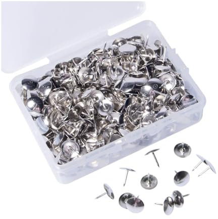 Rockreyoa 400 Stück Reißzwecken 10mm Reißnägel Rundkopfnägel Polsternägel Dekornagel Ziernägel Heftzwecken zum Aufhängen Thumbtacks für DIY Büro mit Kunststoff Aufbewahrungsbox Silber
