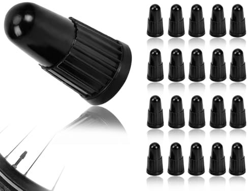 Lhbwhiz 20 Stück Fahrrad Ventilkappen,Kunststoff Fahrradreifen Ventildeckel,Französisches Reifenventil,Fahrradventil Kappen,Luftventilkappe,Staubschutzkappen,für Rennrad Mountainbike(Schwarz)
