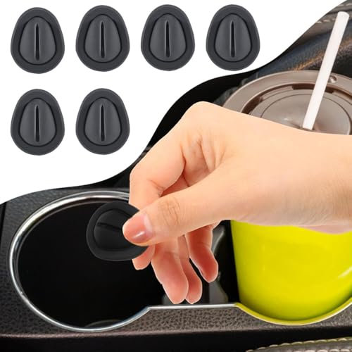 Ygapuzi 6PCS Car Cup Holder Insert Position Limiter, Anti Shake Silicone Car Water Bottle Stabilizer with Self-Adhesive Universal Interior Car Accessories for Most Cars SUV Vans Trucks (Black)