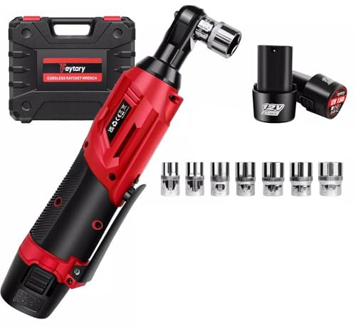 Red Right Angle Cordless Impact Wrench Li-ion Impact Driver Nut Gun + 2Pc Batteries