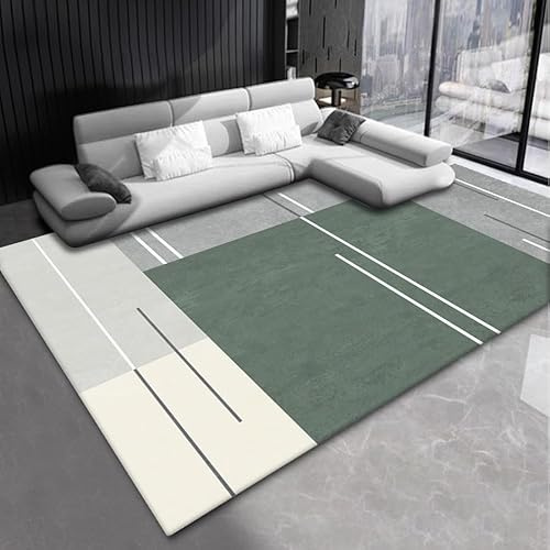 XESZIEO Teppich Kurzflor Moderne Wohnzimmer-Teppiche Große Weich Teppich Geometrisches Grau Grün,Schlafzimmer Esszimmer Teppich, 150 x 180cm