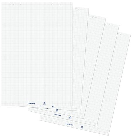 FRANKEN Flipchart-Block U-ActLine, 5 x 20 Blatt, beidseitig verwendbares Recycling-Papier, kariert und blanko, Flipchart-Papier 80 g/m², 68 x 99 cm, Weiß, ZUF2180