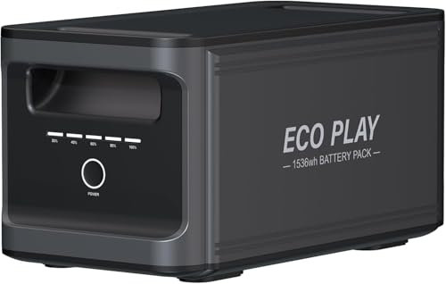 ECOPLAY EP1800E Erweiterung für EP 1800 Powerstation, 1536Wh LiFePO4 Solargenerator 1800W, tragbar, für Camping, Wohnmobil, Outdoor, Notfälle und Stromreserve