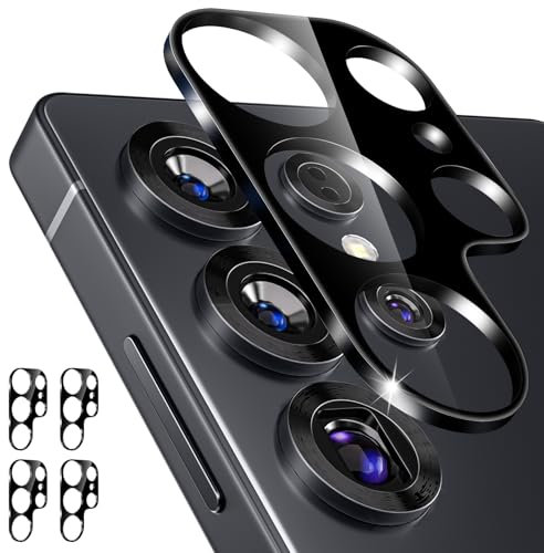 imluckies [4 Pièces Caméra Arrière Protecteur pour Samsung Galaxy S25 Ultra Verre Trempé 9H, Anti-Rayures HD Protection Camera Objectif, Installation Facile, Noir