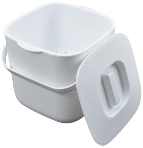 Umtiti 4-Liter Kitchen Compost Bin with Handles for Countertop Food Scrap Collection.White-4L-UK