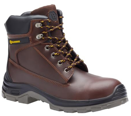Blackrock Redwood Brown Work Safety Boots, Water Resistant, Steel Toe Cap, Mens and Womens, Work and Utility Footwear, Lightweight On-Site Boots, Construction, Crazy Horse Leather - Size 9