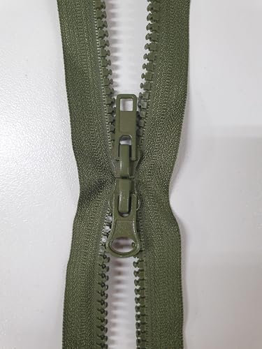 AMANTE NSF Cerniera DOPPIO CURSORE Lampo Zip divisibile DOPPIA APERTURA catena 6 in Plastica (Verde, 70 cm)