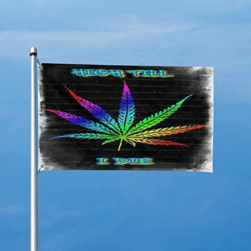 Outdoor Fahne Buntes Rasta Jamaika Cannabis Weed Marihuana Flaggen Mit Tülle Flag Doppelseitige Gartenfahne Für Balkon Partys Garten 150X90Cm