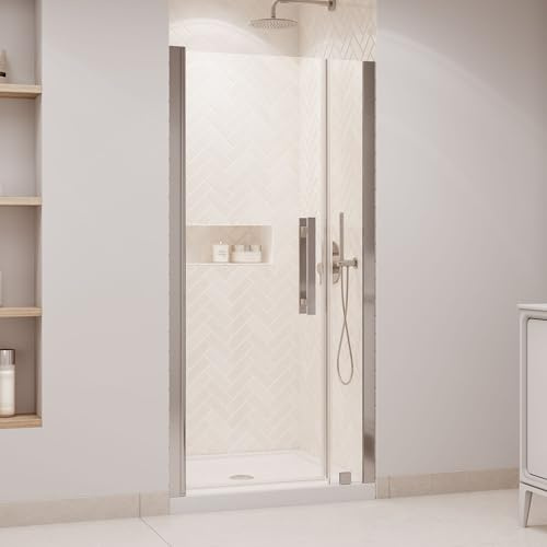 OVE Decors Pasadena 36 in. W x 36 in. D x 74 3/4 in. H Alcove Frameless Pivot Shower Door Kit in Satin Nickel with Base Pan, 2025