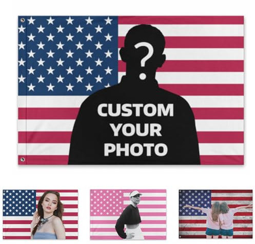 Custom american flag Personalised your photo 2X3FT/2.5X4FT/3X5FT/4X6FT Classic, Retro, Pink-Style American Flag Design - Suitable For Decorating Musicals, Clubs, Bedrooms, Parties