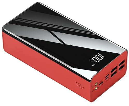 Power Bank Power Bank, Portable Charger with Outputs & Inputs, Fast Phone Chargeur with Flashlight, Ultra-High Capacity USB C External Battery Pack for Outdoor Camping,Red,100000mAh
