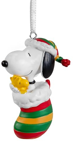 Hallmark SNOOPY & WOODSTOCK Cuddles in Stocking Keepsake Hanging Ornament, PEANUTS, Tree Decoration