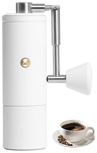 Timemore C5 PRO Manual Coffee Grinder - 42mm Stainless Steel Burr, 48 Adjustable Settings, Hand Coffee Grinder with Fordable Handle, All Metal, Portable for Home, Office & Outdoor, 30g Capacity, White