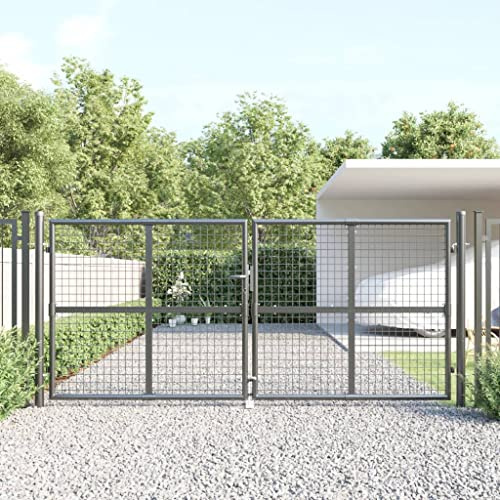 Doppelflügeltore Eingangstor,Gitter-Gartentor Anthrazit 300 x 125 cm Verzinkter Stahl für Terrasse Garten