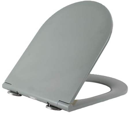 Giural Grau,Toilettendeckel D Form WC-Sitz Mit Absenkautomatik, Klodeckel Mit Quick Release, Schnellmontage Von Oben, WC Deckel Antibakterielle Klobrille in D-Form 360 * 460Mm