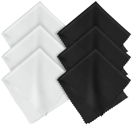 AOOSU Microfiber Glasses Cleaning Cloths 15 * 18CM, 6 Pack Microfibre Cloths of Glasses Cleaner for Phone Screen Camera Lens and Spectacles Washable, Non-Scratch, Smudge- and Lint-Free