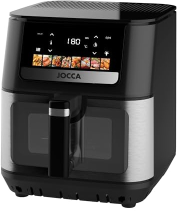 Jocca Freidora de Aire 9L | Doble Resistencia, 8 Programas, 200°C, 2000W, Cesta Antiadherente Extraíble
