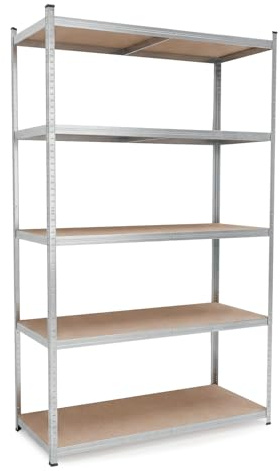 BELKO® Schwerlastregal C226 Verzinkt, 200x120x60 cm, Jumbo Breitspannregal, XXL Lagerregal & Kellerregal, Metallregal 5 Böden, Steckregal bis 900kg belastbar (180kg pro Ebene)