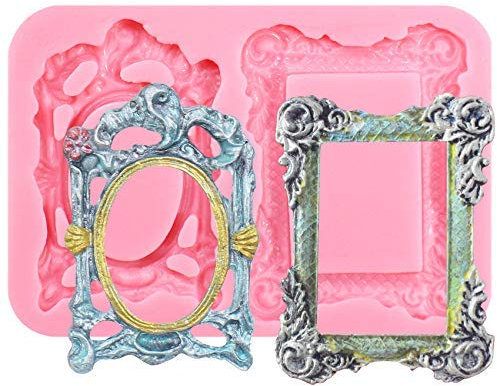 Sugarcraft 2 Mirror Photo Frames Picture Frame Fondant Candy Silicone Moulds