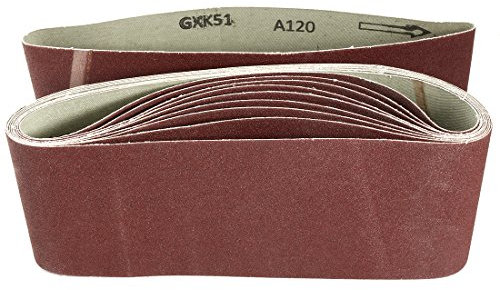 Sourcingmap 4-Inch x 24-Inch Aluminum Oxide Sanding Belt 120 Grits Sandpaper Lapped Joint for Belt Sander 10pcs