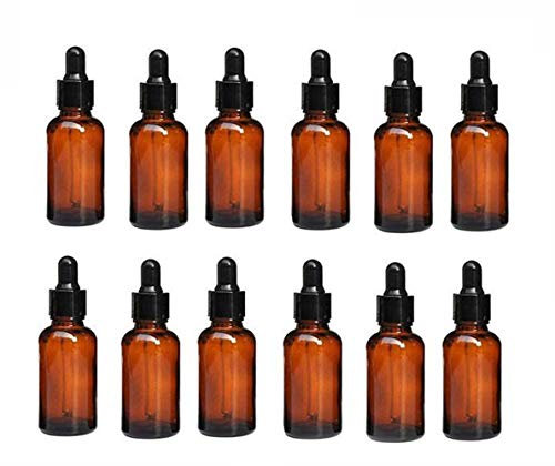 ericotry 12PCS 20ml 0.67oz Empty Refillable Amber Glass Essential Oil Bottle Vial Container with Glass Pipette Dropper For Essential Oils other Liquids Pack of 12