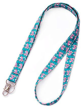 LParkin Einhorn-Schlüsselband, Ausweishalter, Baumwollstoff, Vorschule, Schlüsselband, Lehrer, Geschenk für Kollegen, Geschenk für ihren Chef (Einhorn)