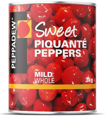 Peppadew Peppers, Sweet Whole Piquanté Peppers, Vegan, Gluten Free, Mild Spice, Ideal for Food Service, Bar Snacks and Nibbles, 3kg Can