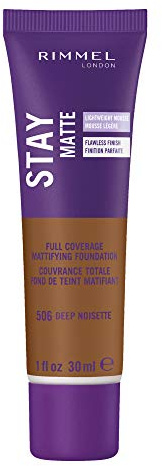 Rimmel London Stay Matte Liquid Mousse - 506 Deep Noisette - Foundation, Lightweight, Shine Control, Oil-Free, 1oz