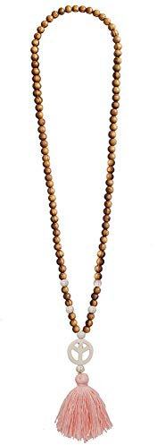 Amorar Damen Halskette Böhmen Lange Sweater Kette Halsschmuck Holzperlen Kette Fransen Pulloverkette Handgemachte Retro Kleidung Anhänger Kopfschmuck Geschenk Karneval Kostüm Party Zubehör