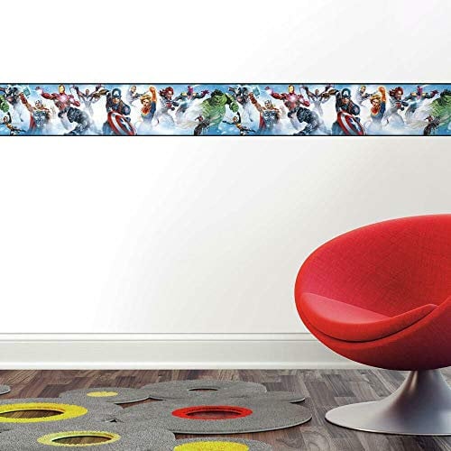 Frise Adhésive Avengers, Bleu, Rouge, 15.24 cm x 4.57 m