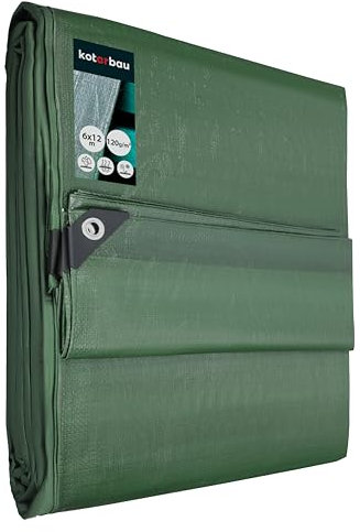 KOTARBAU® Telone PVC protettivo in tessuto 6 x 12 m verde 120 g/m2 Teloni con occhielli rinforzati telo per coprire legna impermeabile occhiellato teloni pvc usati