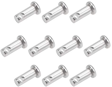 sourcing map 10 Stück Steckbolzen Scharnierstift Gabelbolzen Einloch 304 Edelstahl 5mm X 12mm Splintstift Flacher Kopf