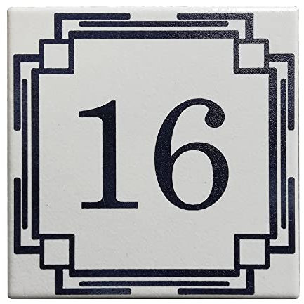 Mosaici Guizzo - Número de Casa Personalizado, Placa de Cerámica Grabada, Color Blanco, Estilo Liberty 2