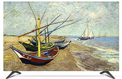 NANKAN Hülle Bezug für Fernsehen Schutzhülle Für TV Und Monitor 22 Bis 80 Zoll für LCD, LED, Indoor helle Staubschutz TV-Abdeckung mit Ölgemälde Design Polyester Material(Color:Boot,Size:24in)