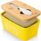 AISBUGUR Große Butterdose für 250g Butter, Butterdose mit Messer Keramik Butterdose Double-Layer-Silikon-Dichtung Butterdose mit Deckel, Gute Küche Geschenk (Gelb)